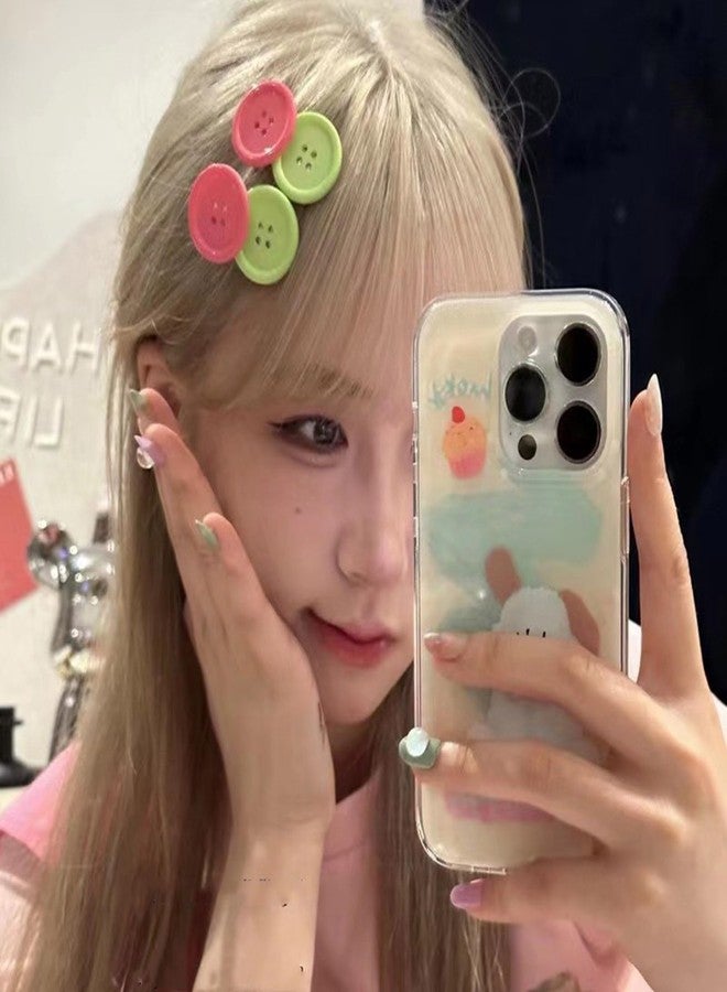 RDTGHY 2PCS Candy Color Hair Clip Acrylic Button Hairpin Cute Design Smooth Edge For Women Girls Daily Wear Party Gift - Image 5